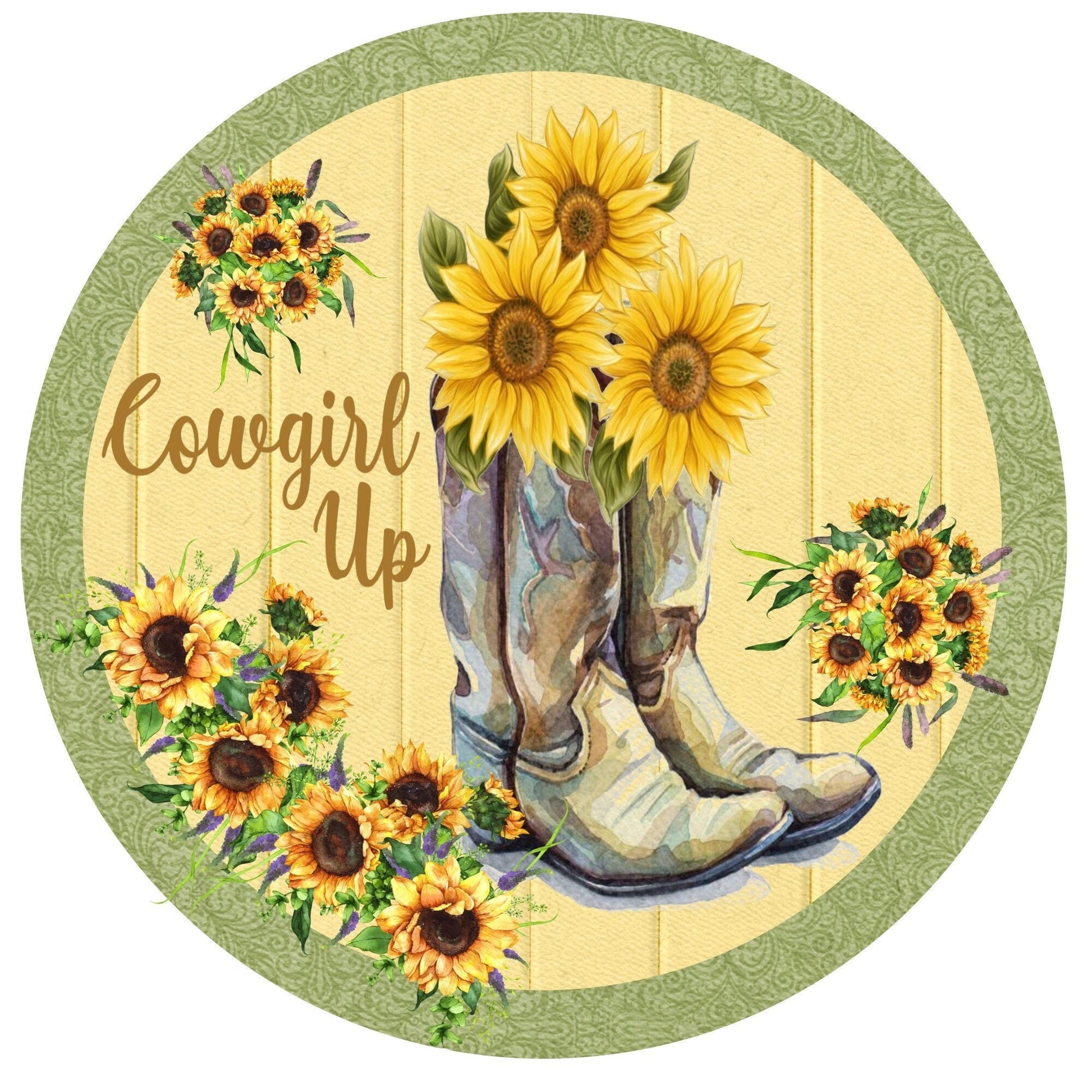 Cowgirl wreath sign, wreath attachment, metal wreath sign