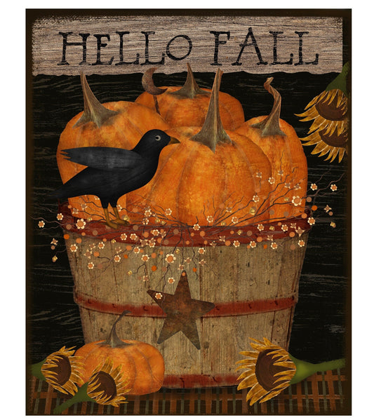 Rustic hello fall with pumpkins sign, 10x8 sign, wreath sign, wreath attachment, metal sign