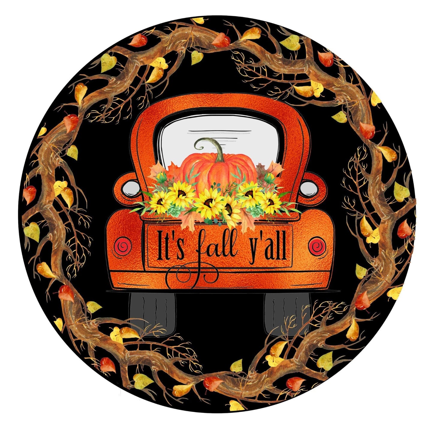 Wreath sign, fall wreath sign, it&#39;s fall y&#39;all wreath sign, truck wreath sign