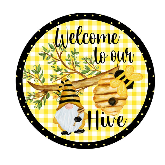 Welcome to our hive sign, wreath sign, bee sign, wreath attachment, metal sign, door hanging, bee hive sign