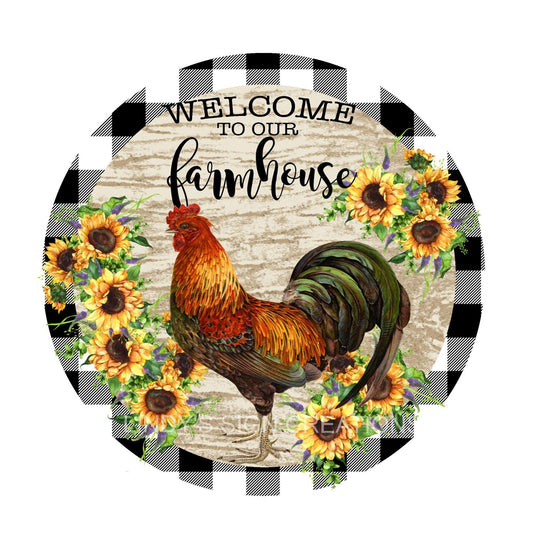 Welcome to our farmhouse wreath sign, metal wreath sign, round wreath sign, metal door hanging