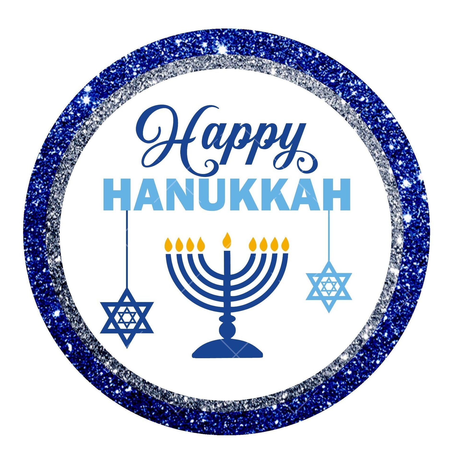 Happy Hanukkah wreath sign, metal wreath sign, round wreath sign