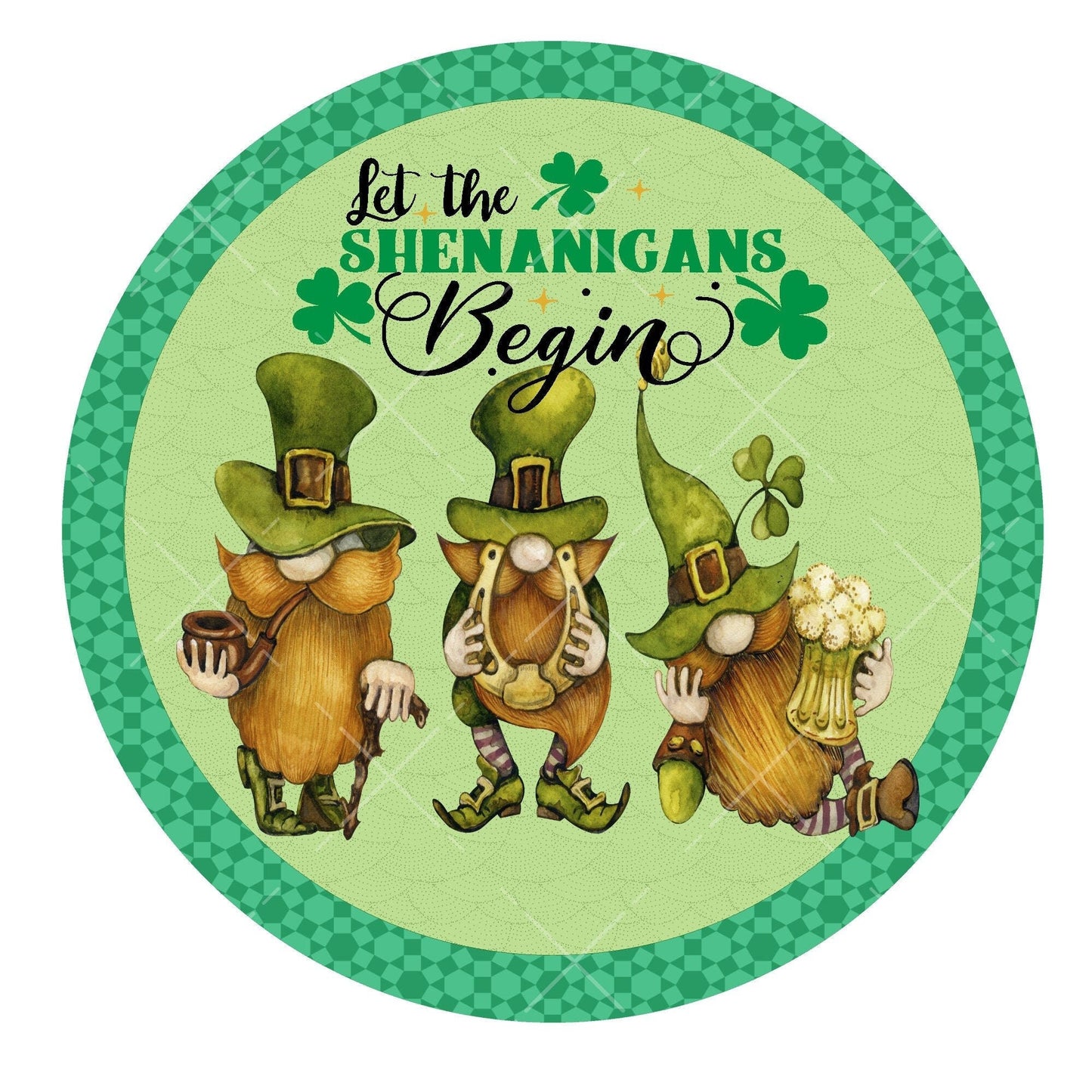 Irish gnome wreath sign, St. Patrick&#39;s Day wreath sign, let the shenanigans begin wreath sign, metal wreath sign