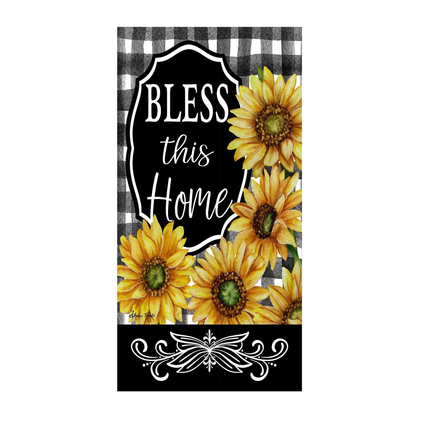 Bless this home wreath sign, wreath attachment, 6x12 wreath sign, metal sign