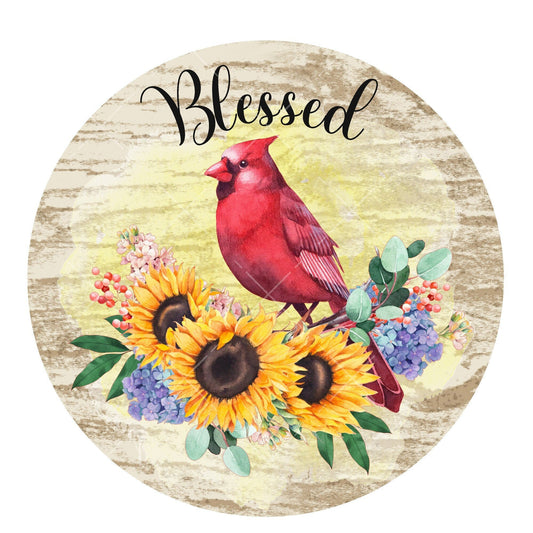 Blessed cardinal wreath sign, metal wreath sign, signs for wreaths, round wreath sign