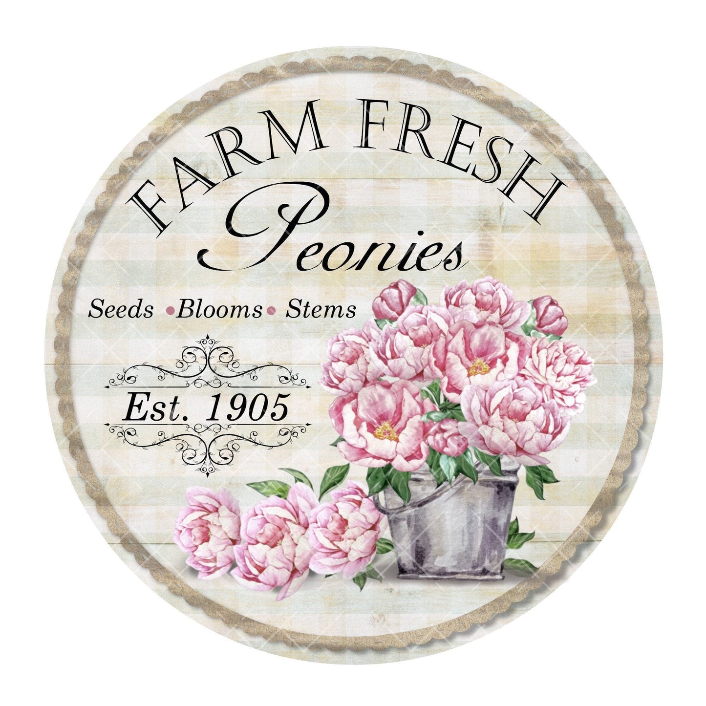 Farm fresh peonies wreath sign, metal wreath sign, everyday wreath sign, sign for wreaths