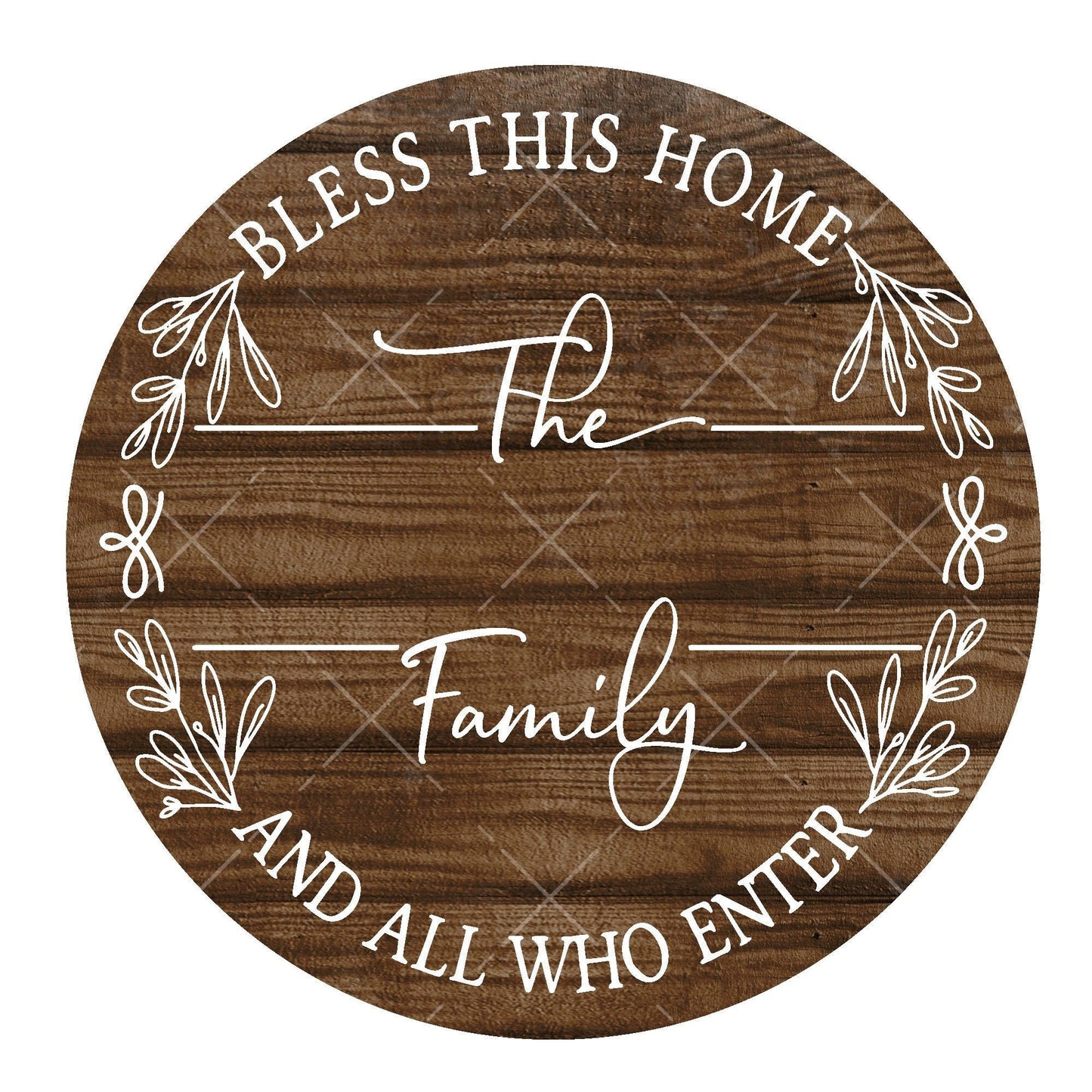 Personalized bless this home wreath sign, add your own name wreath sign, metal wreath sign, custom wreath sign