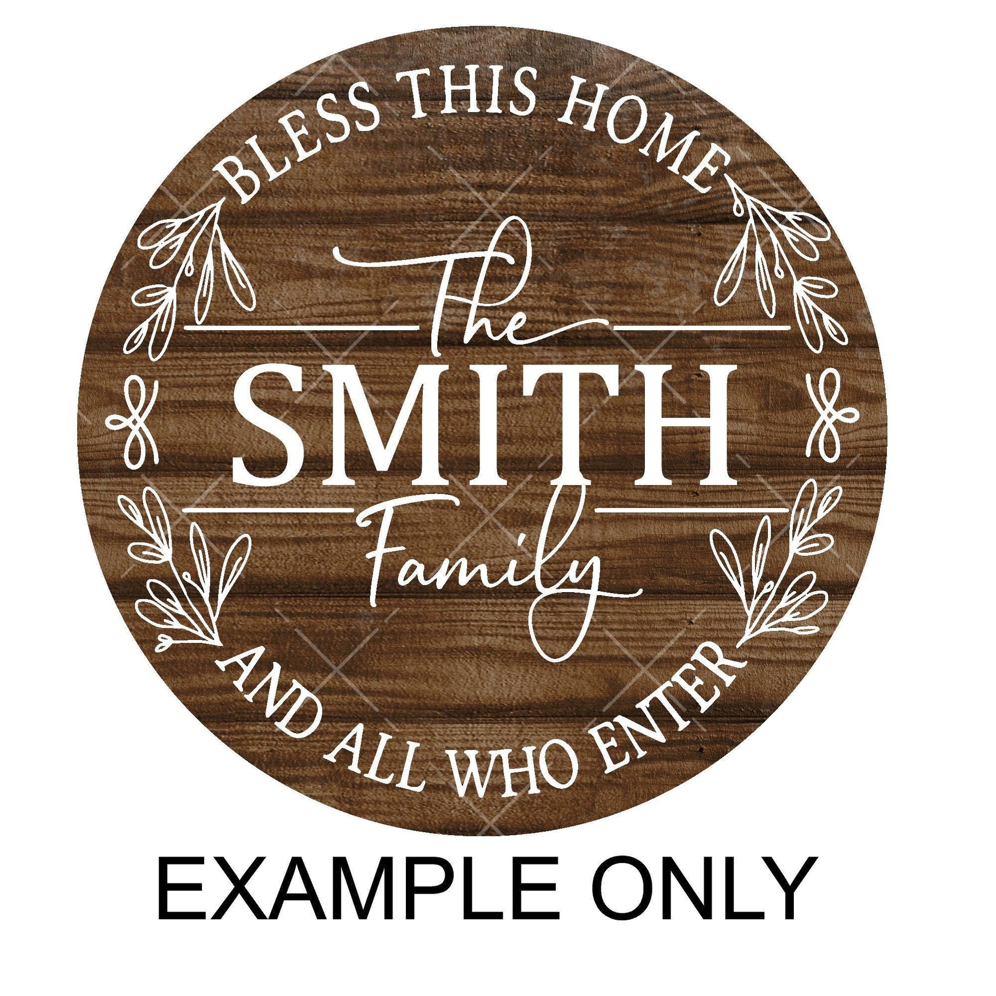 Personalized bless this home wreath sign, add your own name wreath sign, metal wreath sign, custom wreath sign