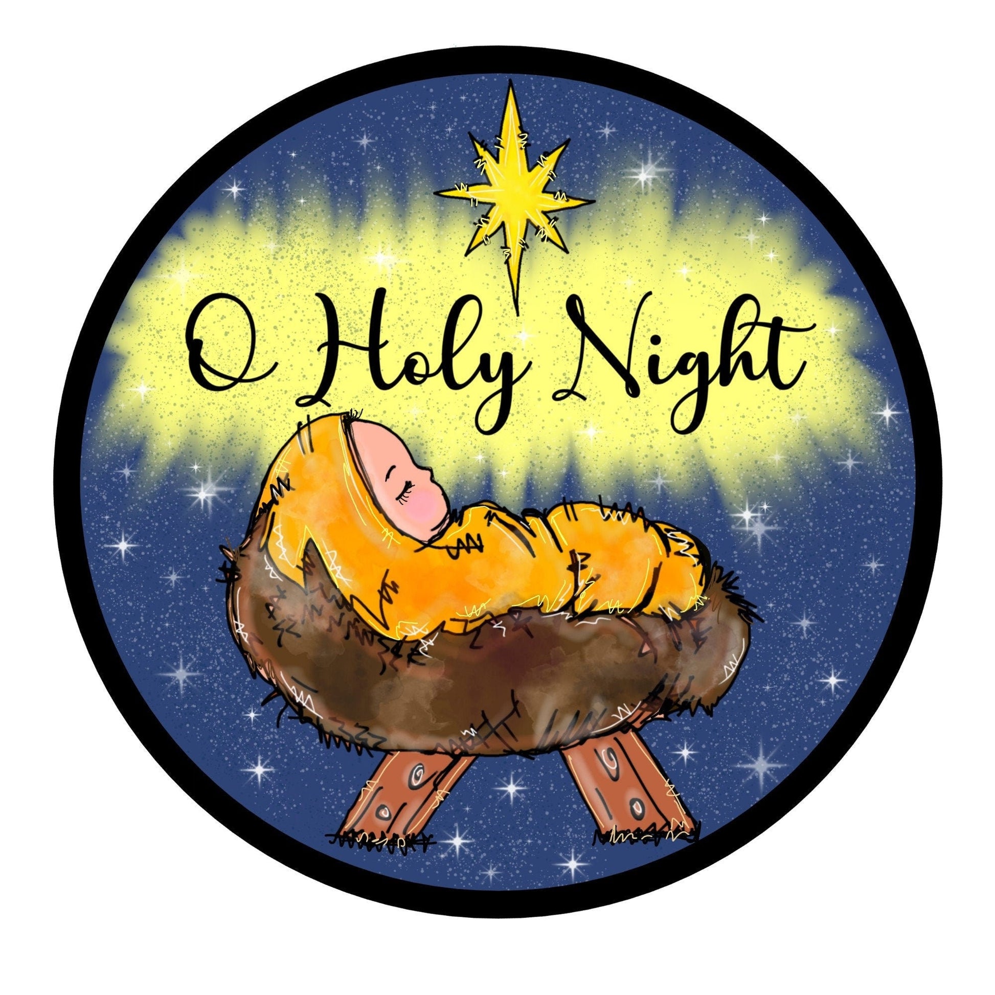 O holy night wreath sign, wreath attachment, metal wreath sign