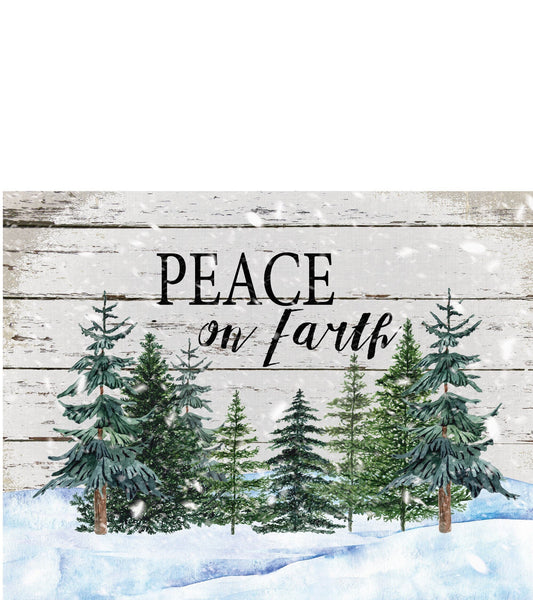 Peace on earth wreath sign, wreath attachment, winter wreath sign, metal sign, door hanging, 10x8 wreath sign