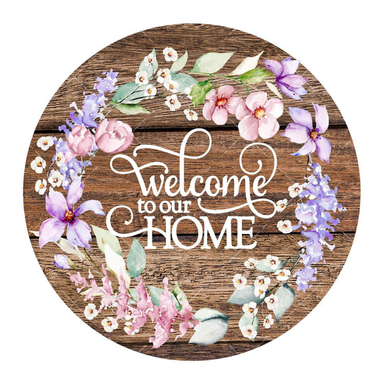 Welcome to our home wreath sign, metal wreath sign, signs for wreaths, round wreath sign