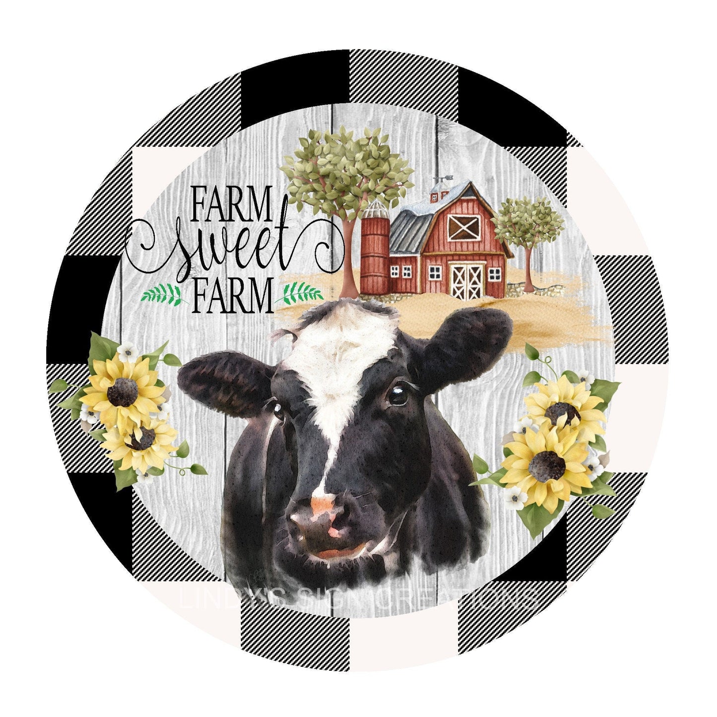 Farm sweet farm wreath sign, metal wreath sign, round wreath sign, fall wreath sign, everyday wreath sign