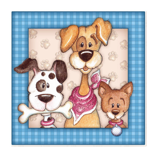 Pups in square wreath sign, wreath attachment, pet sign, dog sign, metal wreath sign, door hanging