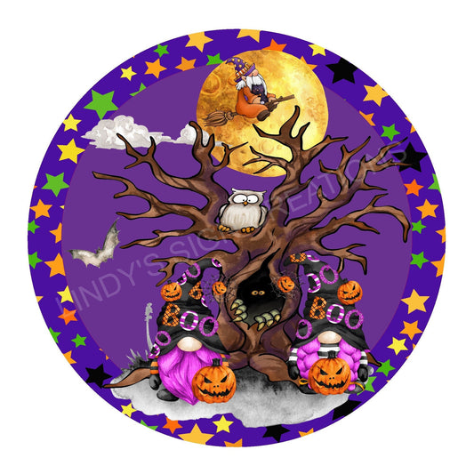 Halloween gnome wreath sign, wreath attachment, metal wreath sign