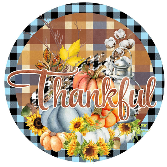 Fall wreath sign, wreath attachment, metal wreath sign, thankful wreath sign