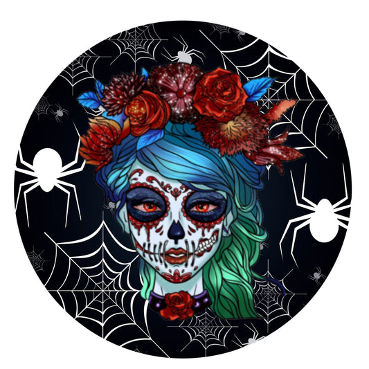 Day of the dead wreath sign, wreath attachment, metal sign, round wreath sign, sugar skull