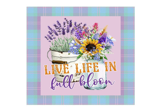 Live life in full bloom sign, wreath sign, wreath attachment, metal wreath sign, door hanging