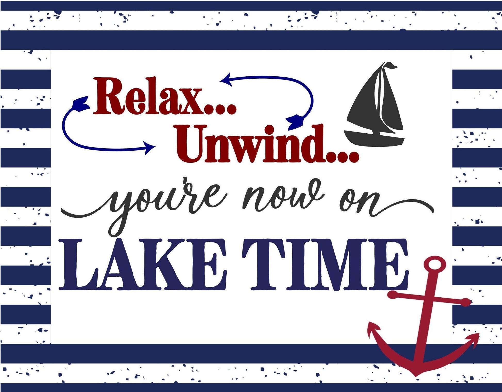 Relax unwind you&#39;re now on lake time sign, wreath sign, wreath attachment, metal sign, lake sign