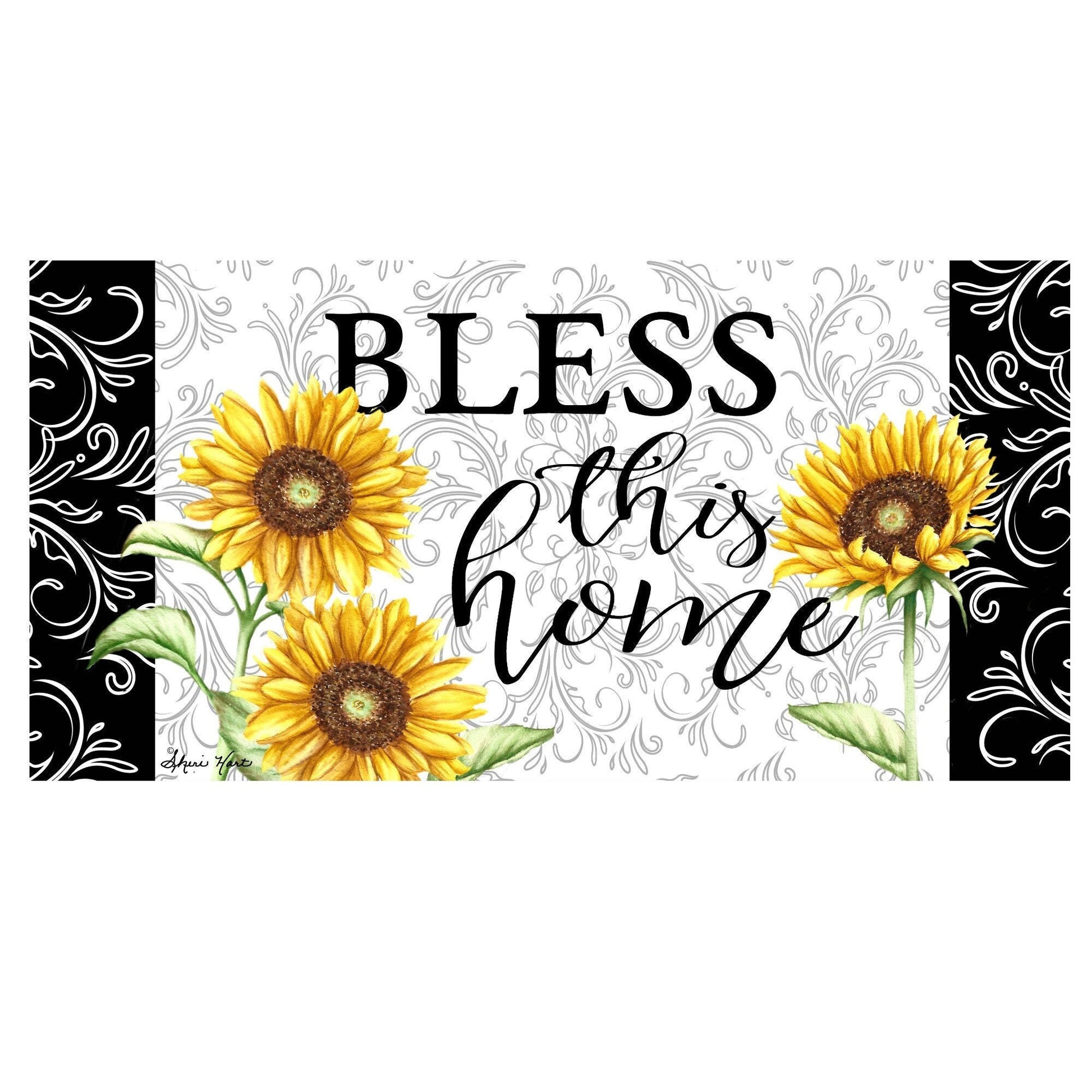 Bless this home wreath sign, sunflower wreath sign, wreath attachment, metal sign