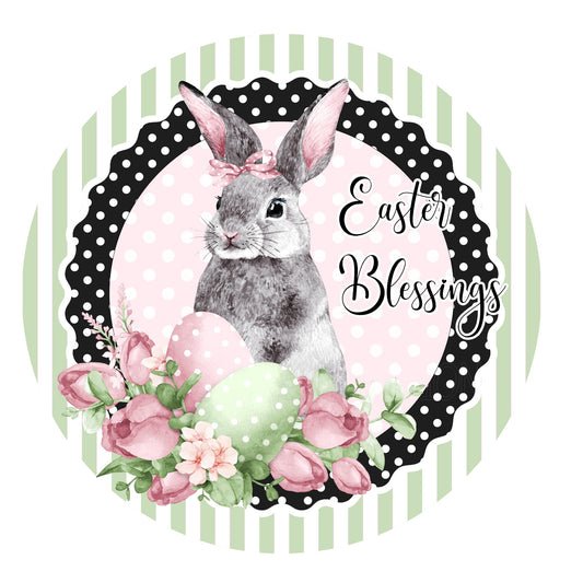 Easter blessings wreath sign, metal wreath sign, sign for wreaths, round wreath sign, door decor, lindys sign creations