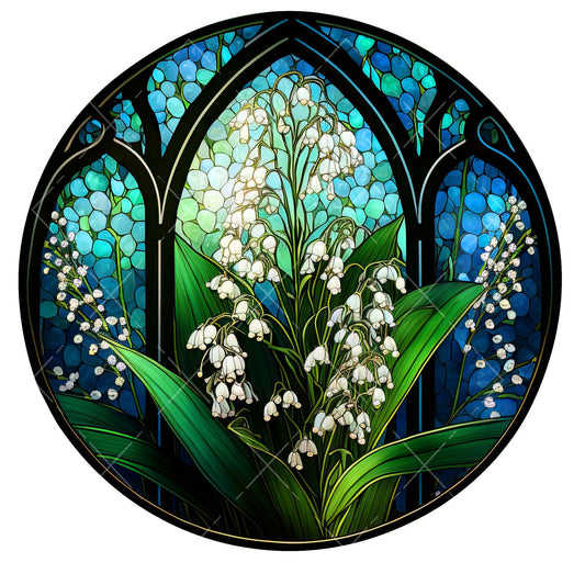 Faux stained glass May lily of the valley birth month flower wreath sign, metal wreath sign, sign for wreaths, lindys sign creations