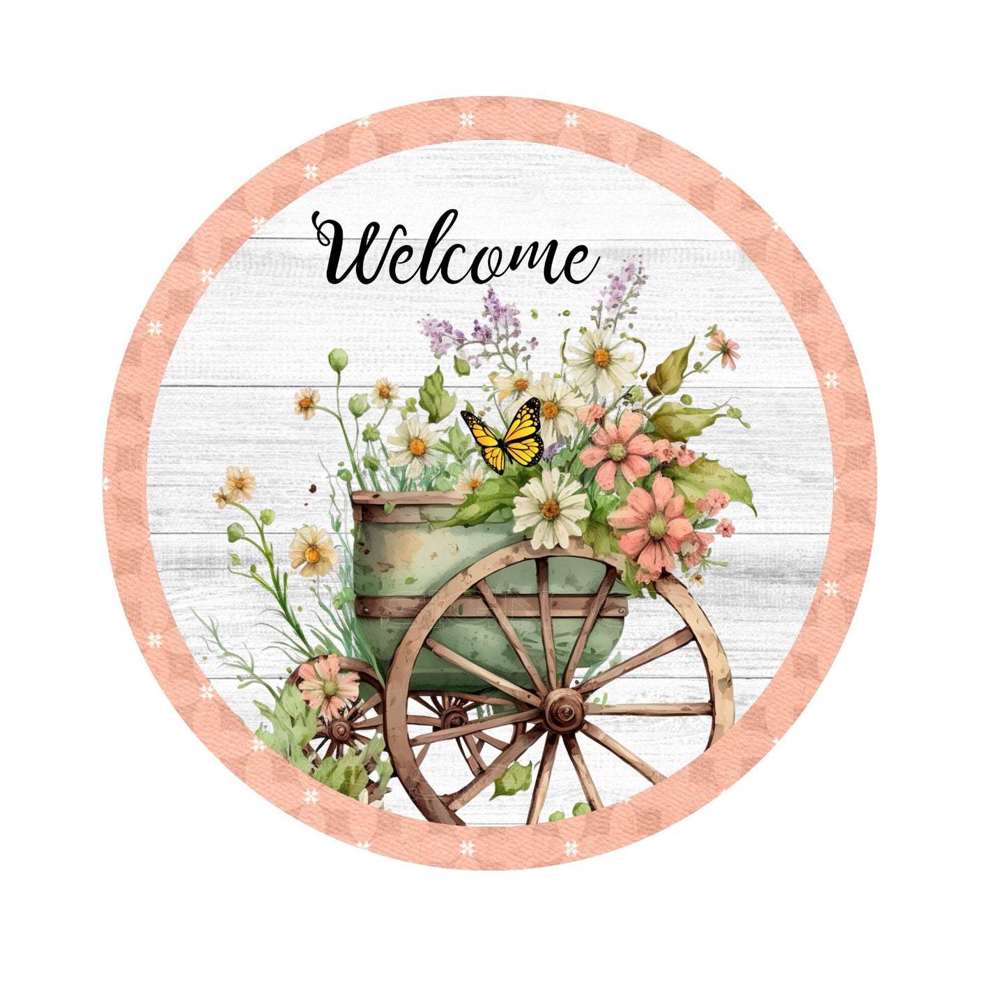 Floral farmhouse welcome wreath sign, metal wreath sign, signs for wreaths, round wreath sign, lindys sign creations