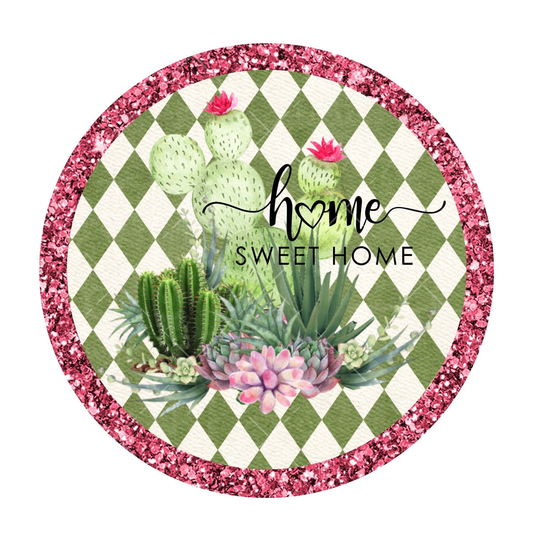 Cactus and succulents wreath sign, metal wreath sign, sign for wreaths, home sweet home wreath sign, lindys sign creations