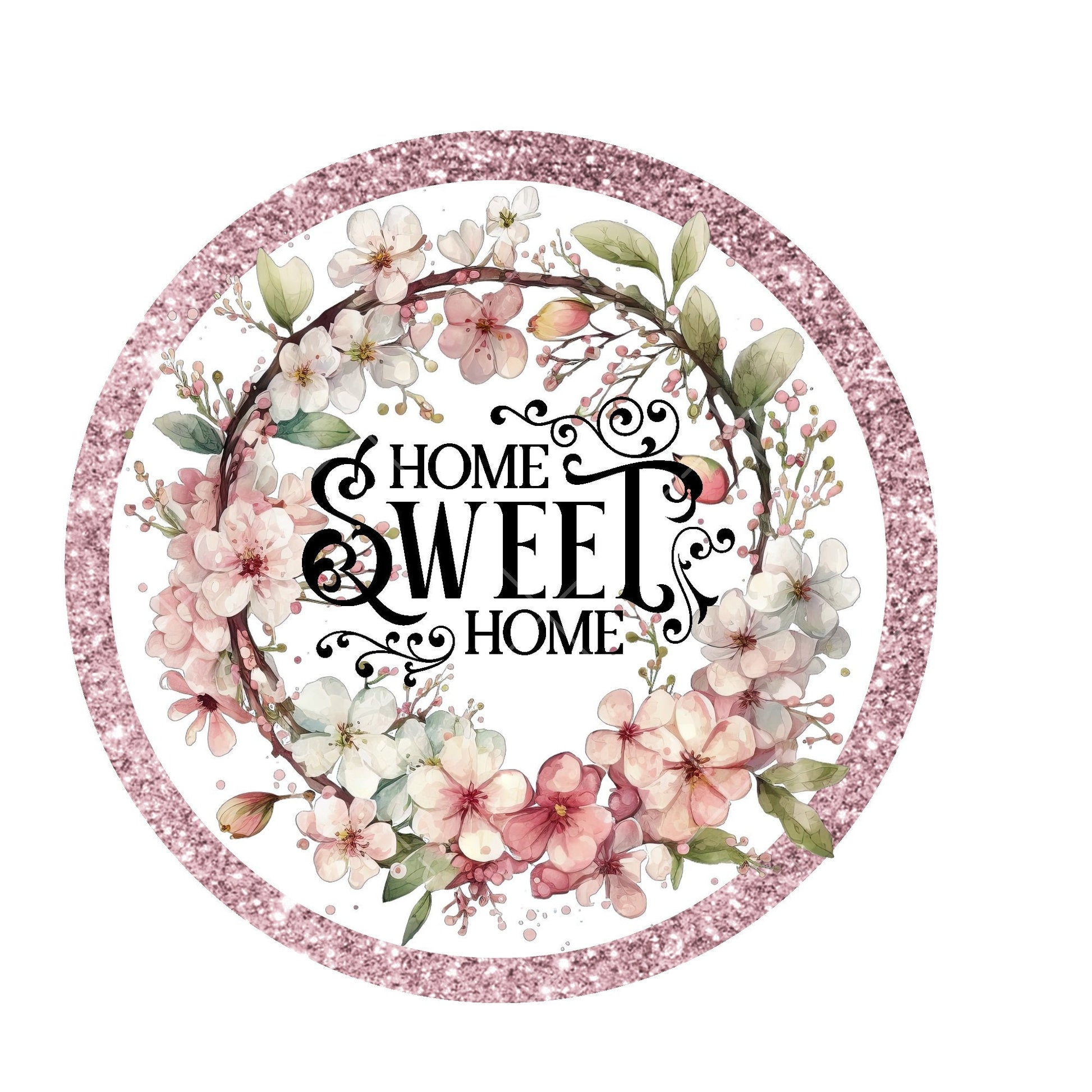 Floral wreath home sweet home wreath sign, metal wreath sign, signs for wreaths, round wreath sign, lindys sign creations