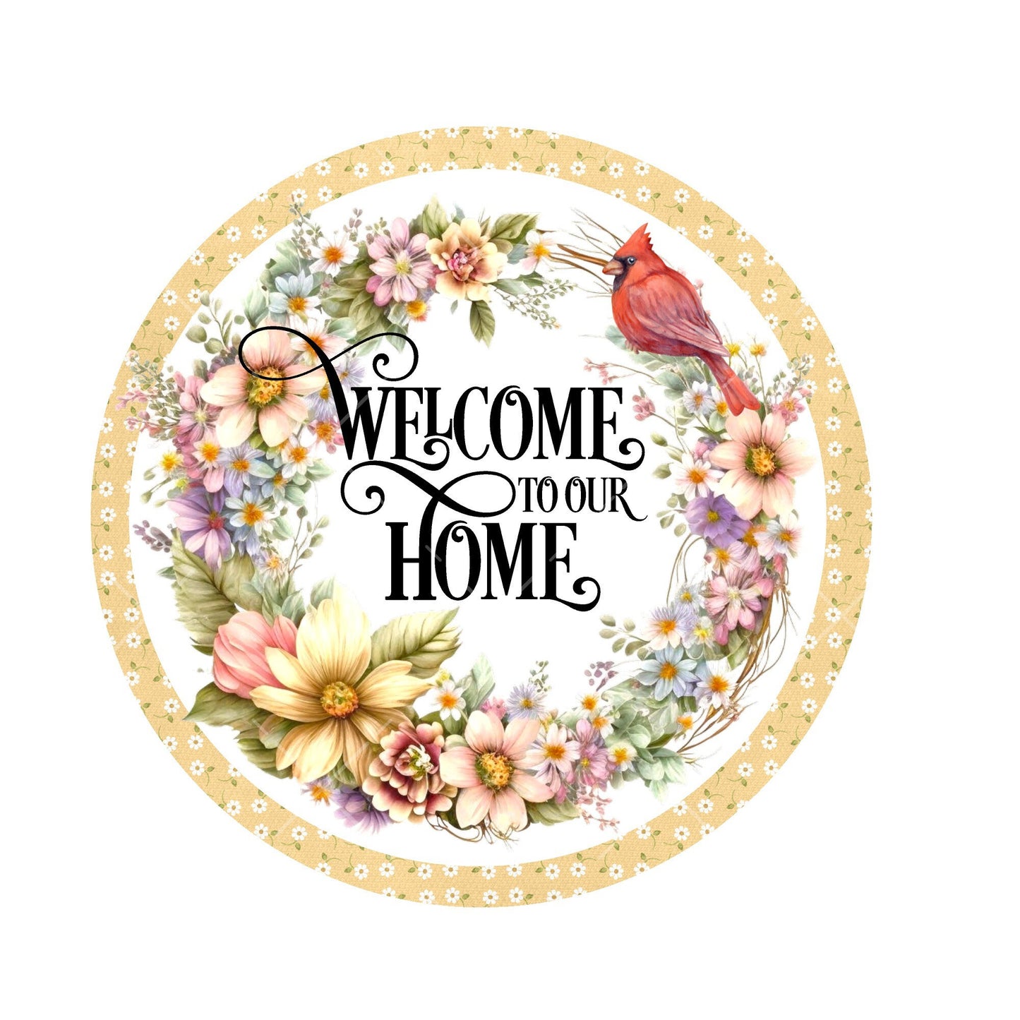 Floral welcome to our home wreath sign, metal wreath sign, signs for wreaths, round wreath sign, lindys sign creations