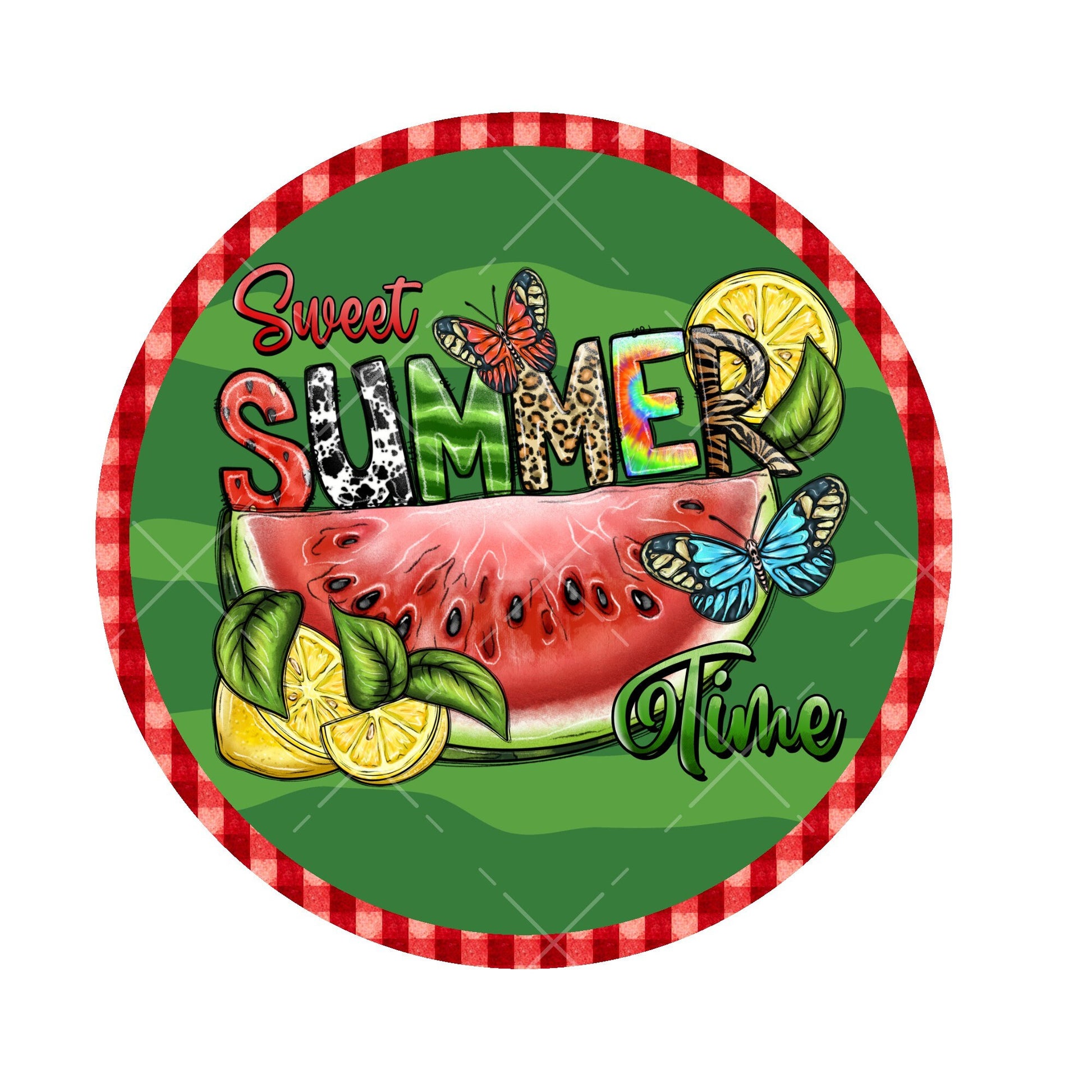 Sweet summertime watermelon wreath sign, metal wreath sign, round wreath sign, lindys sign creations