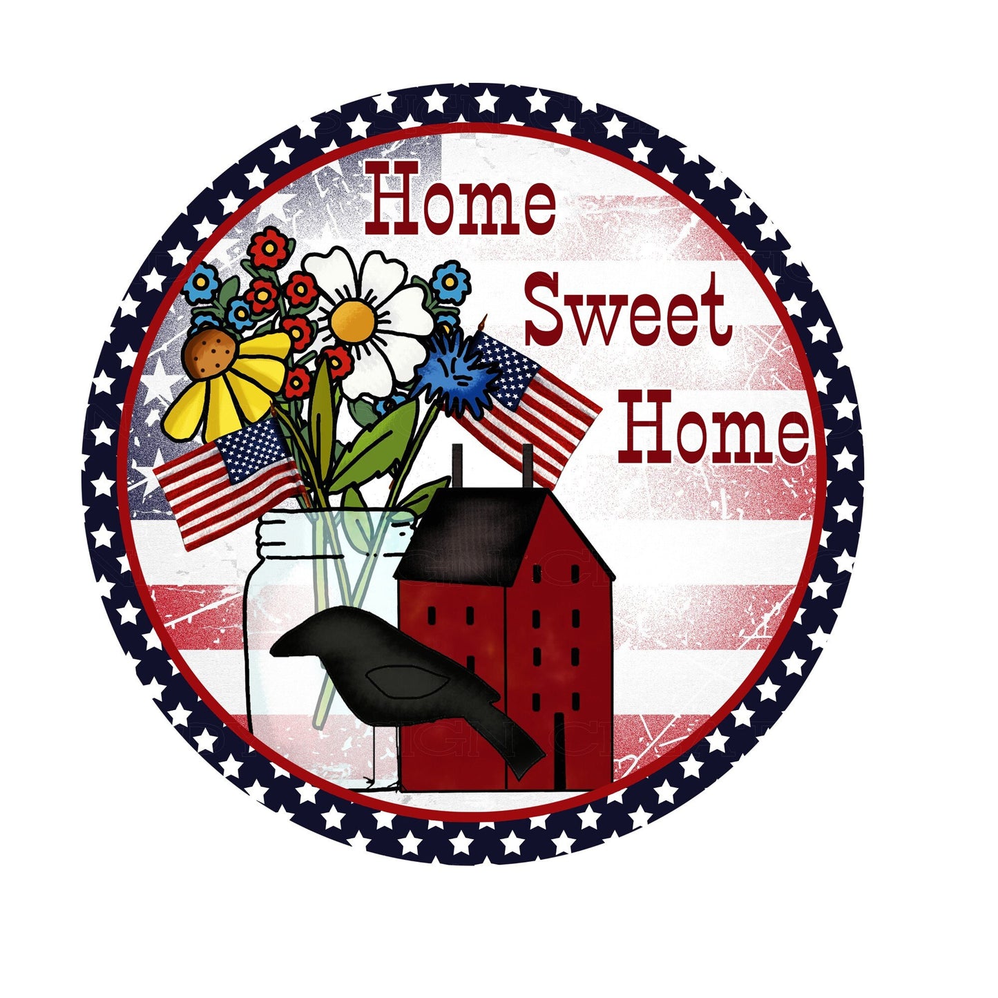 Prim style home sweet home wreath sign, metal wreath sign, round wreath sign, lindys sign creations