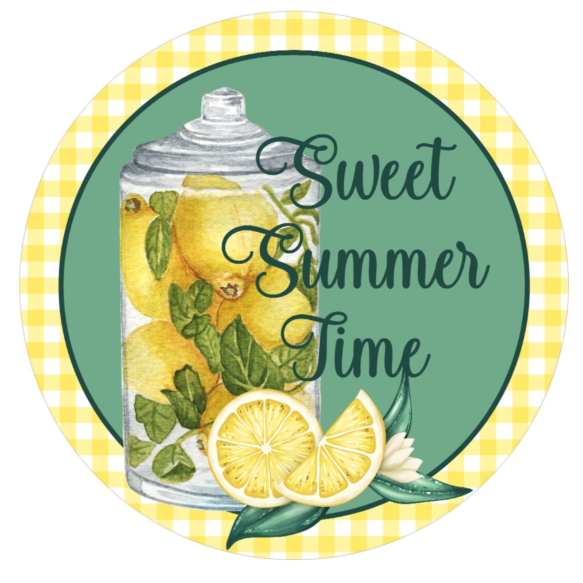 Sweet summertime lemonade wreath sign, metal wreath sign, signs for wreaths, round wreath sign, door decor, Lindys sign creations