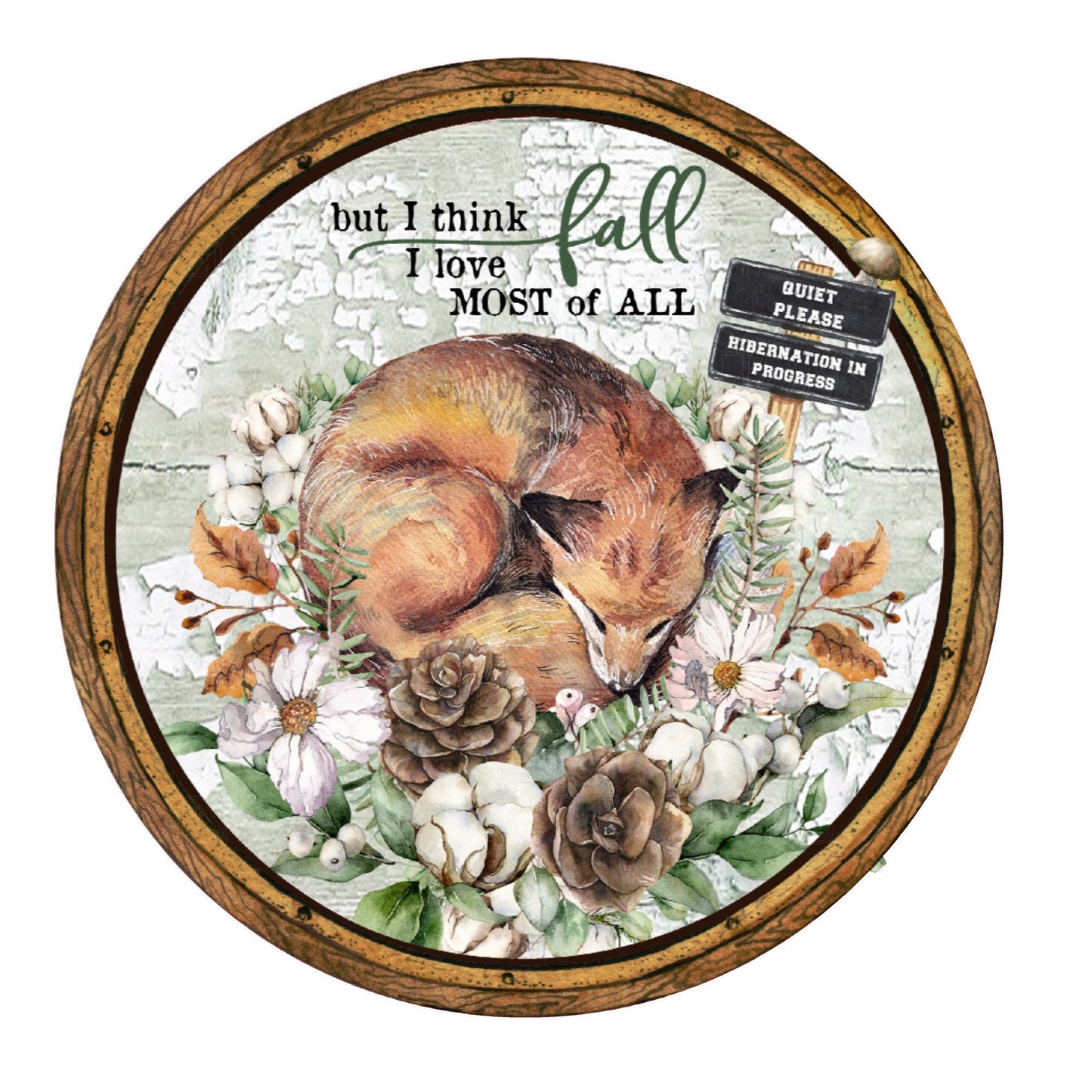 I love fall most of all wreath sign, metal wreath sign, signs for wreaths, round wreath sign, door decor, Lindys sign creations