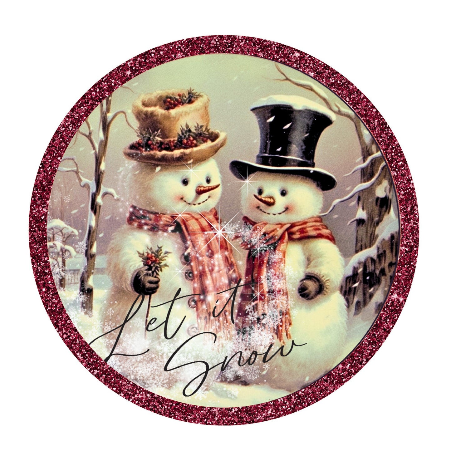 Let it snow snowman friends wreath sign, metal wreath sign, winter signs, door decor, Lindys sign creations