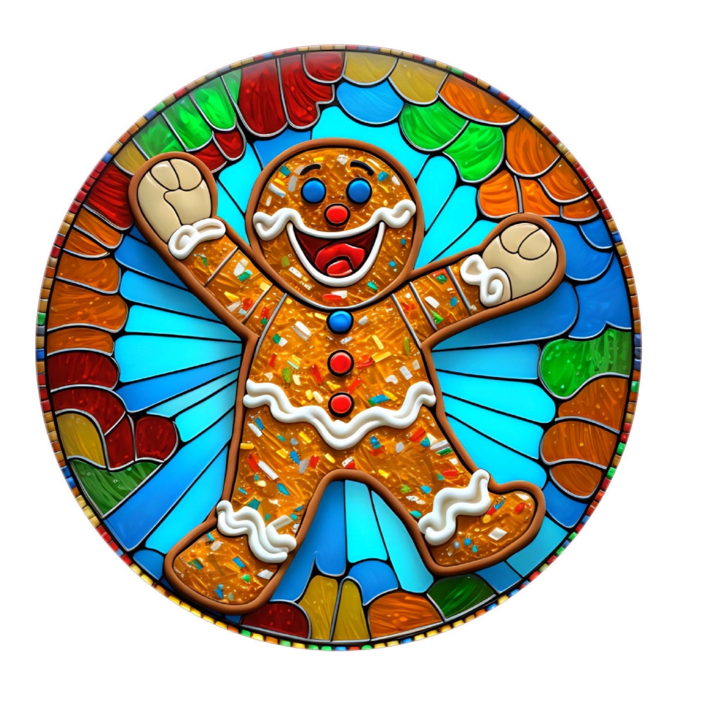 Gingerbread man wreath sign, metal wreath sign, round wreath sign, door decor, Lindys sign creations