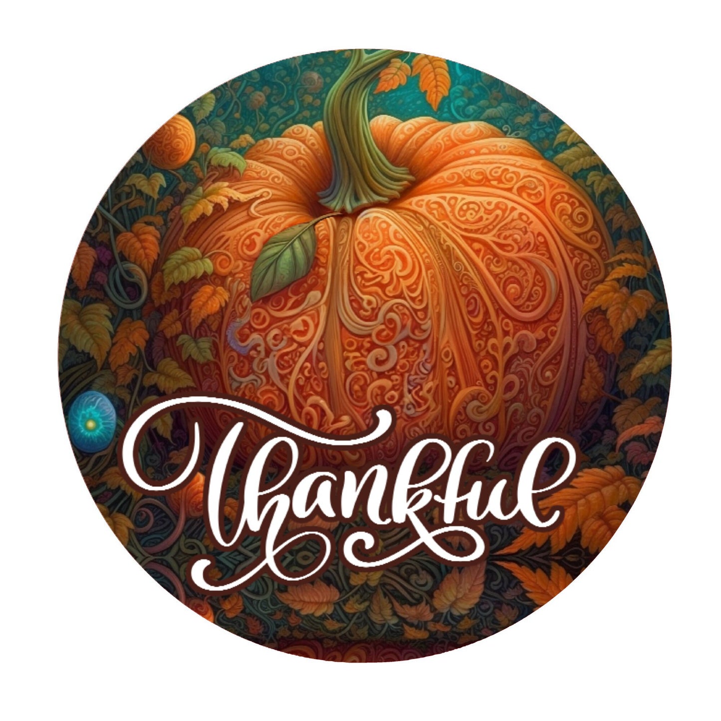 Thankful pumpkin wreath sign, fall wreath sign, metal wreath sign, door decor, Lindys sign creations