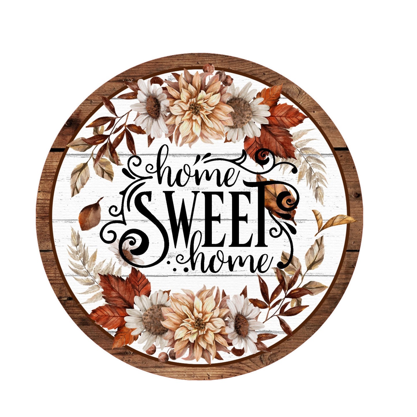 Home sweet home fall wreath sign, metal wreath sign, round wreath sign, fall signs, door decor, Lindys sign creations