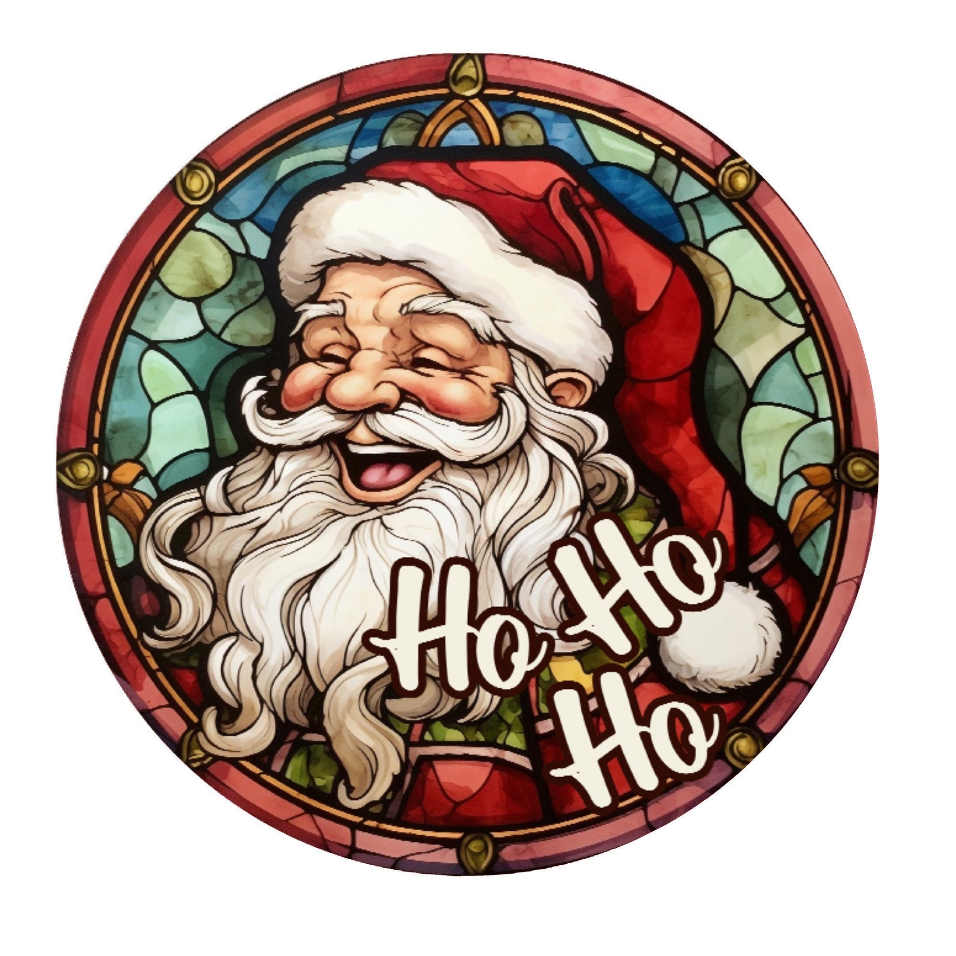 Santa ho ho ho ho wreath sign, metal wreath sign, round wreath sign, door decor, Lindys sign creations