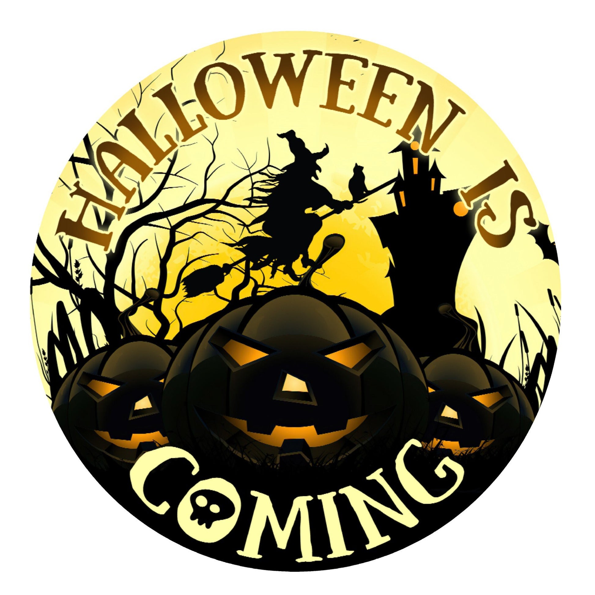 Halloween is coming wreath sign, metal wreath sign, signs for wreaths, round wreath sign, door decor, Lindys sign creations