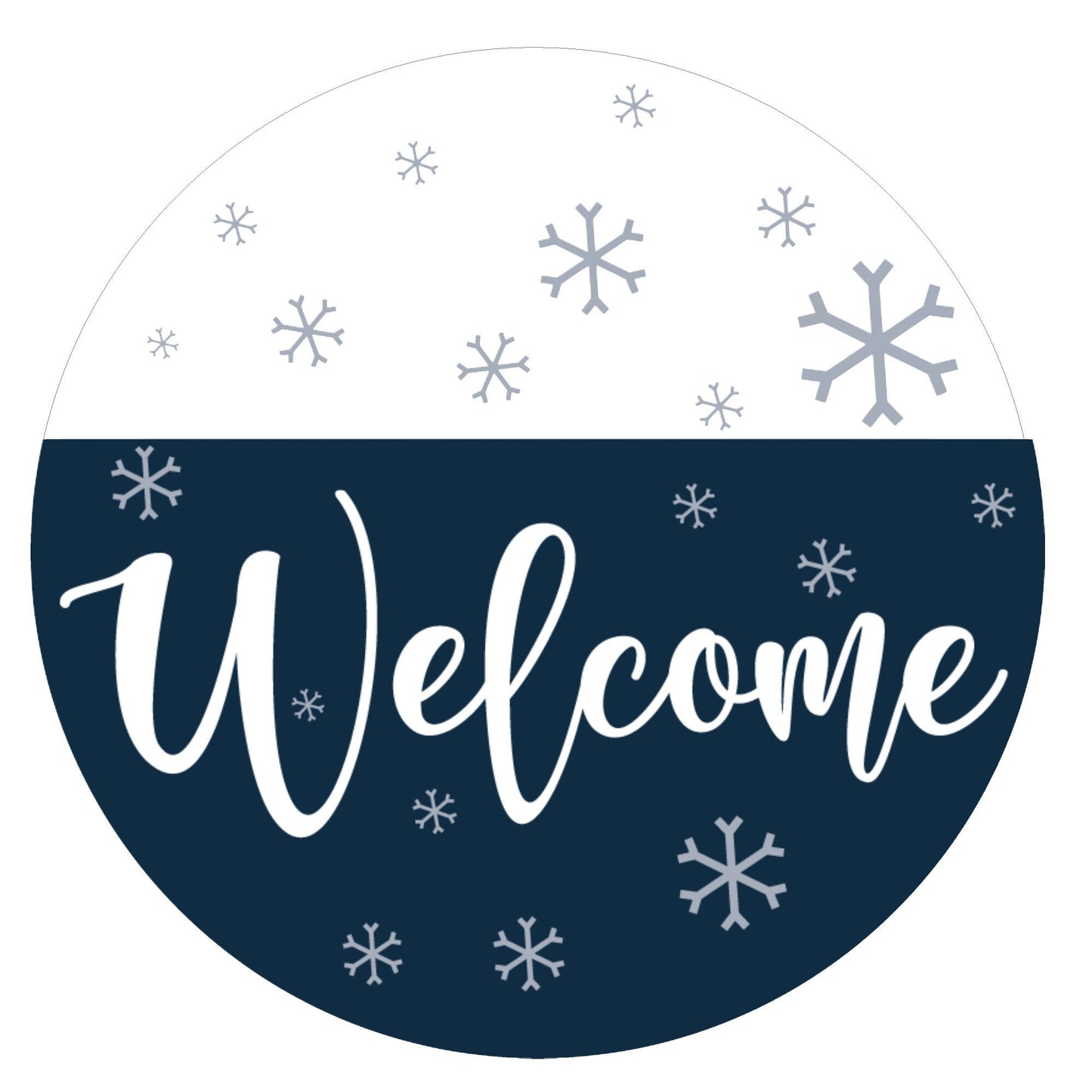 Welcome snowflake wreath sign, metal wreath sign, round wreath sign, door decor, Lindys sign creations