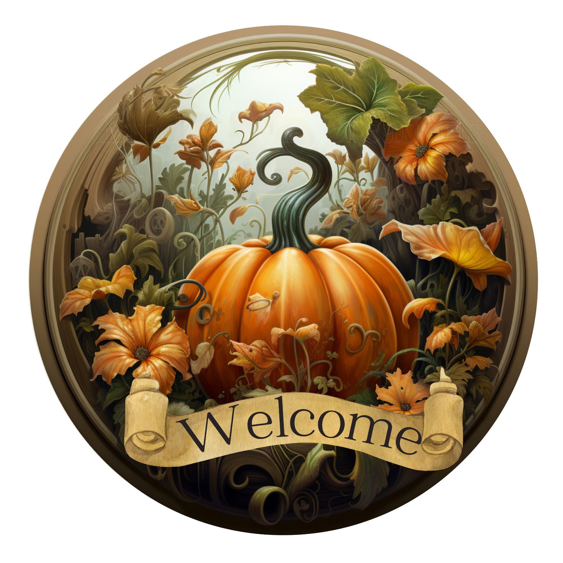 Fall welcome wreath sign, metal wreath sign, round wreath sign, door decor, Lindy's sign creations