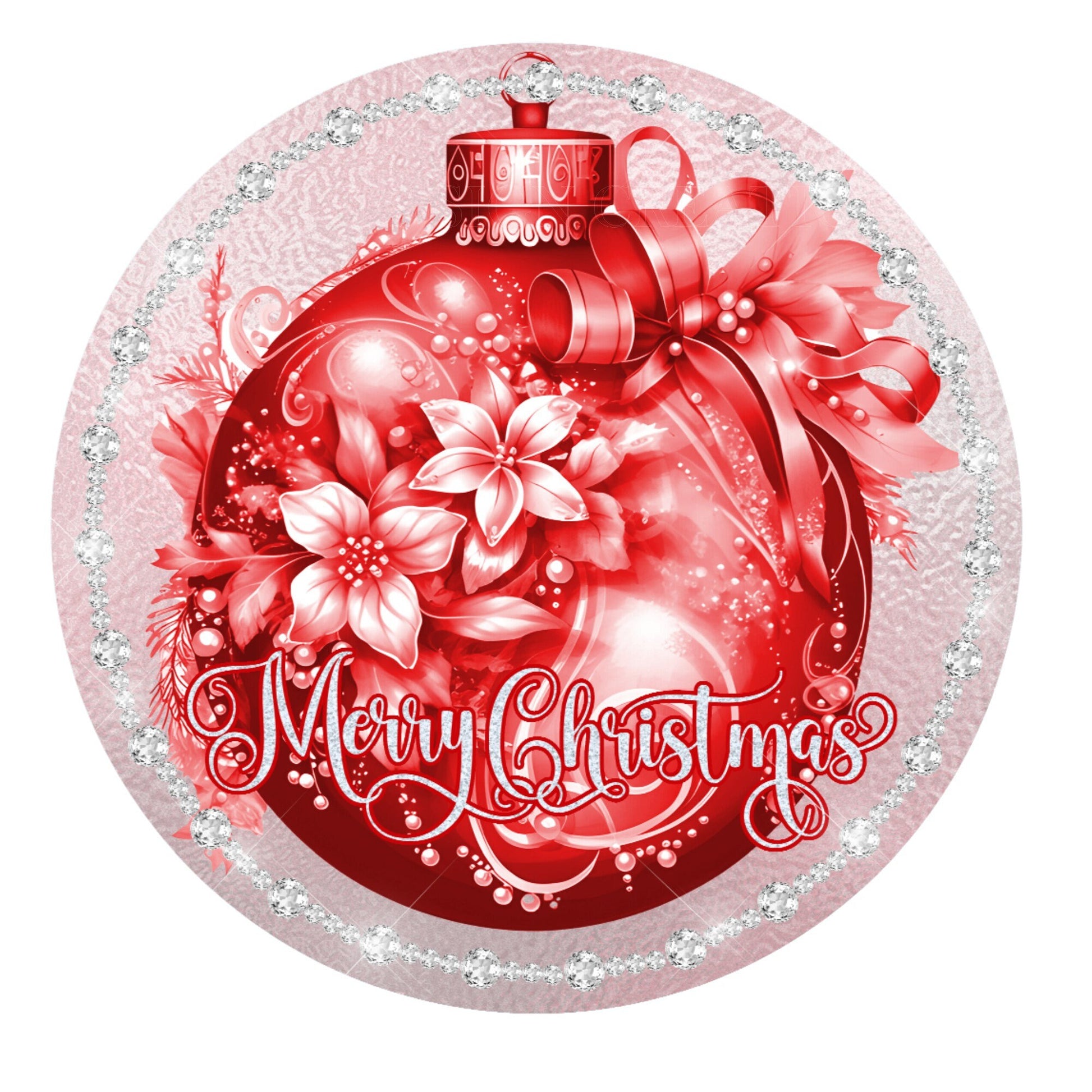 Merry Christmas pink and red ornament wreath sign, metal wreath sign, round wreath sign, door decor, Lindy's sign creations