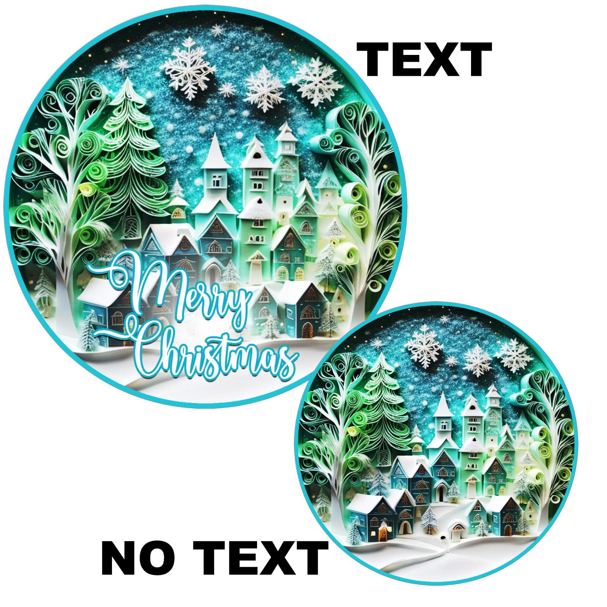 Holiday faux 3D village wreath sign, metal wreath sign, round wreath sign, door decor, Lindys sign creations