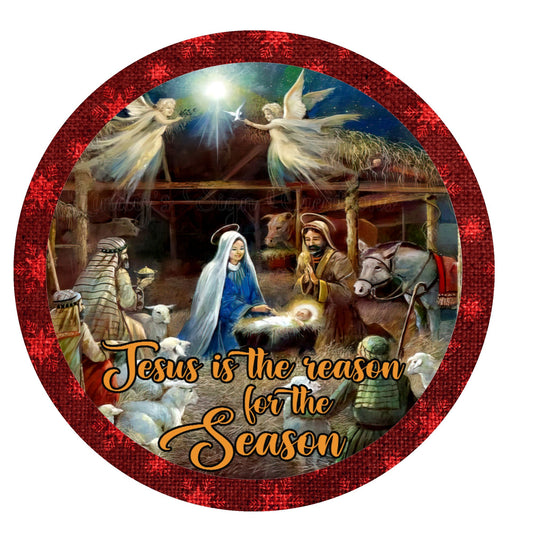 Jesus is the reason for the season wreath sign, metal wreath sign, Christian wreath sign, round wreath sign, Lindys sign creations