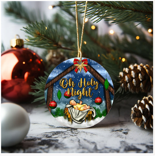 Oh holy night christmas ornament, ceramic ornament, Christmas ornament, Christmas gift, stocking stuffer, Lindys sign creations