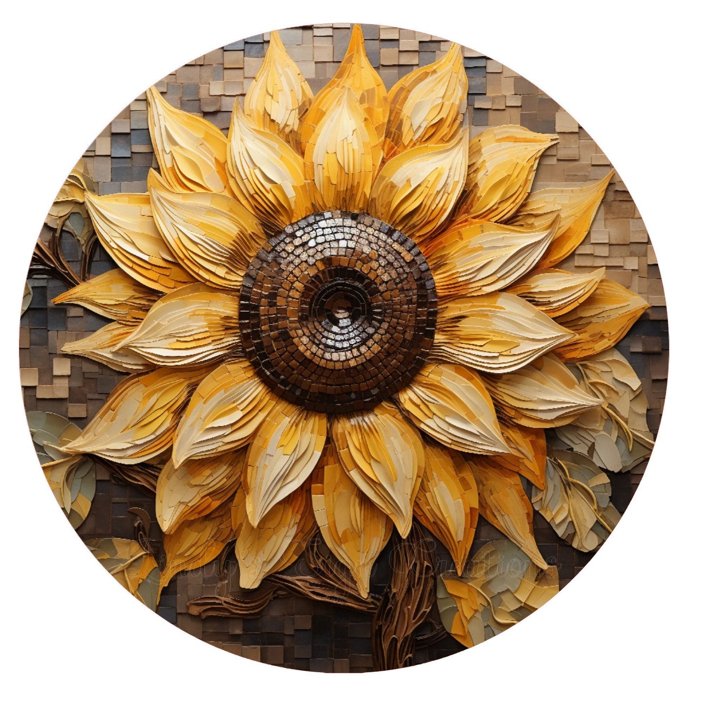 Faux 3D sunflower wreath sign, metal wreath sign, round wreath sign, home decor, Lindys sign creations