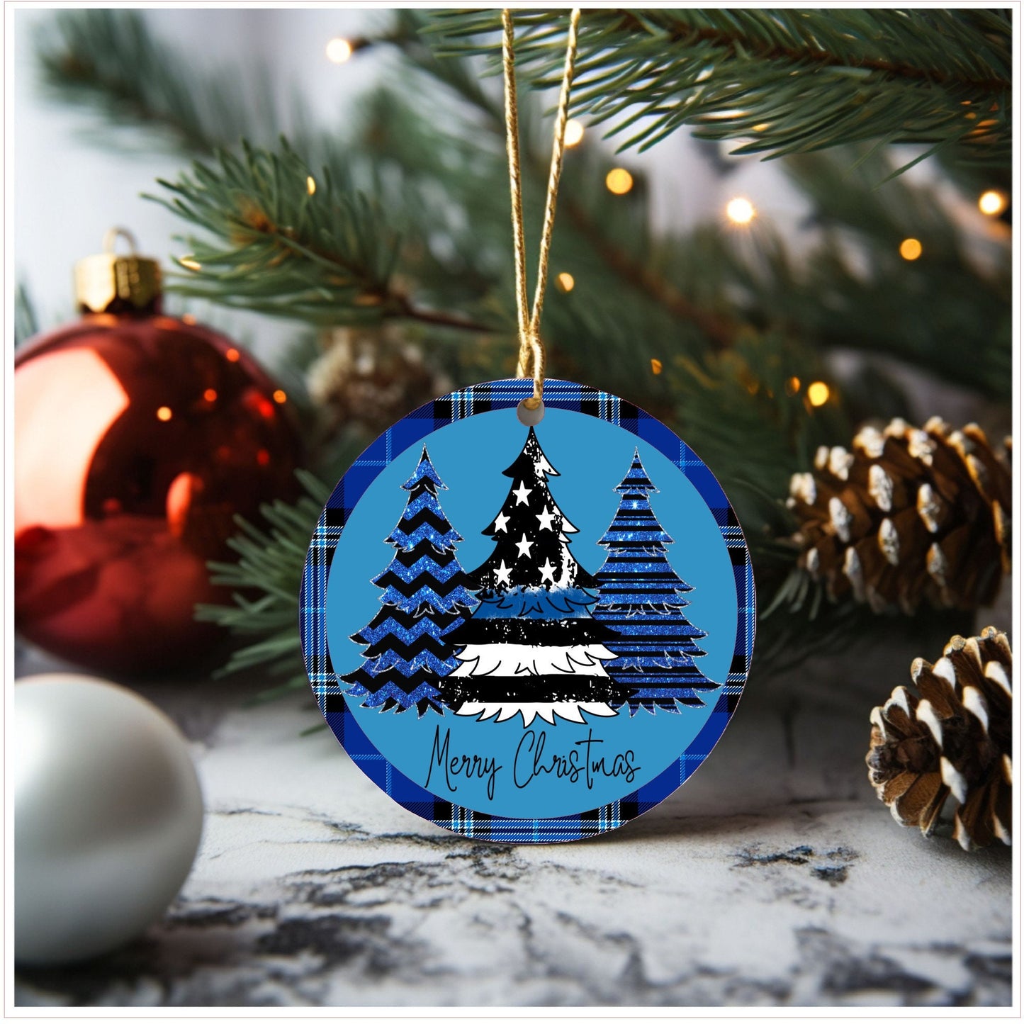 Police christmas ornament, police gift, ceramic christmas ornament, Lindys sign creations