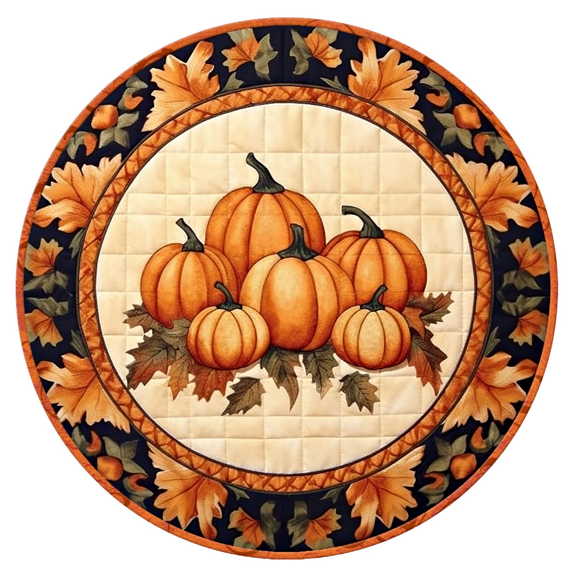 Faux quilted pumpkin wreath sign, metal wreath sign, round wreath sign, door decor, Lindys sign creations