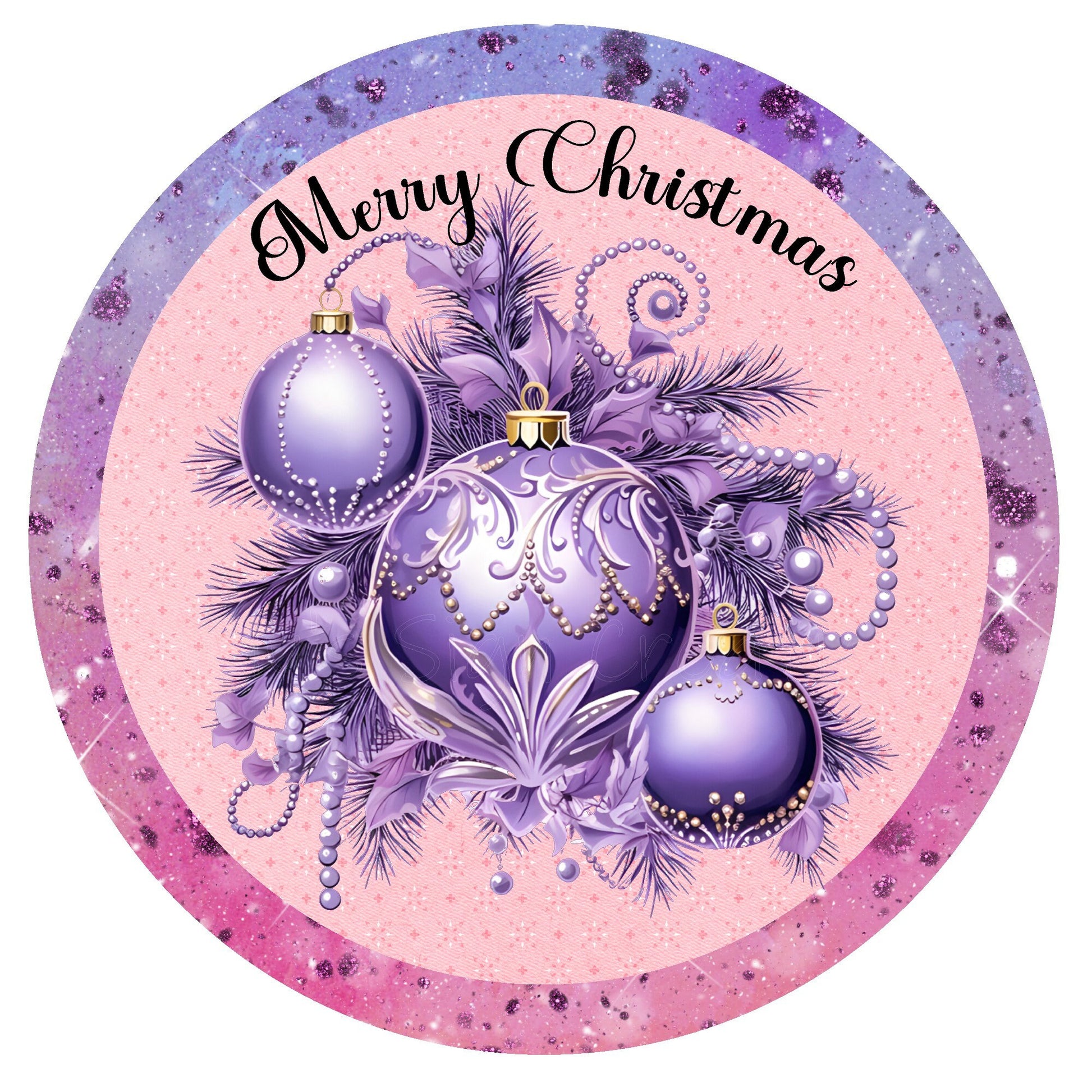 Merry Christmas purple ornaments wreath sign, metal wreath sign, round wreath sign, door decor, Lindys sign creations