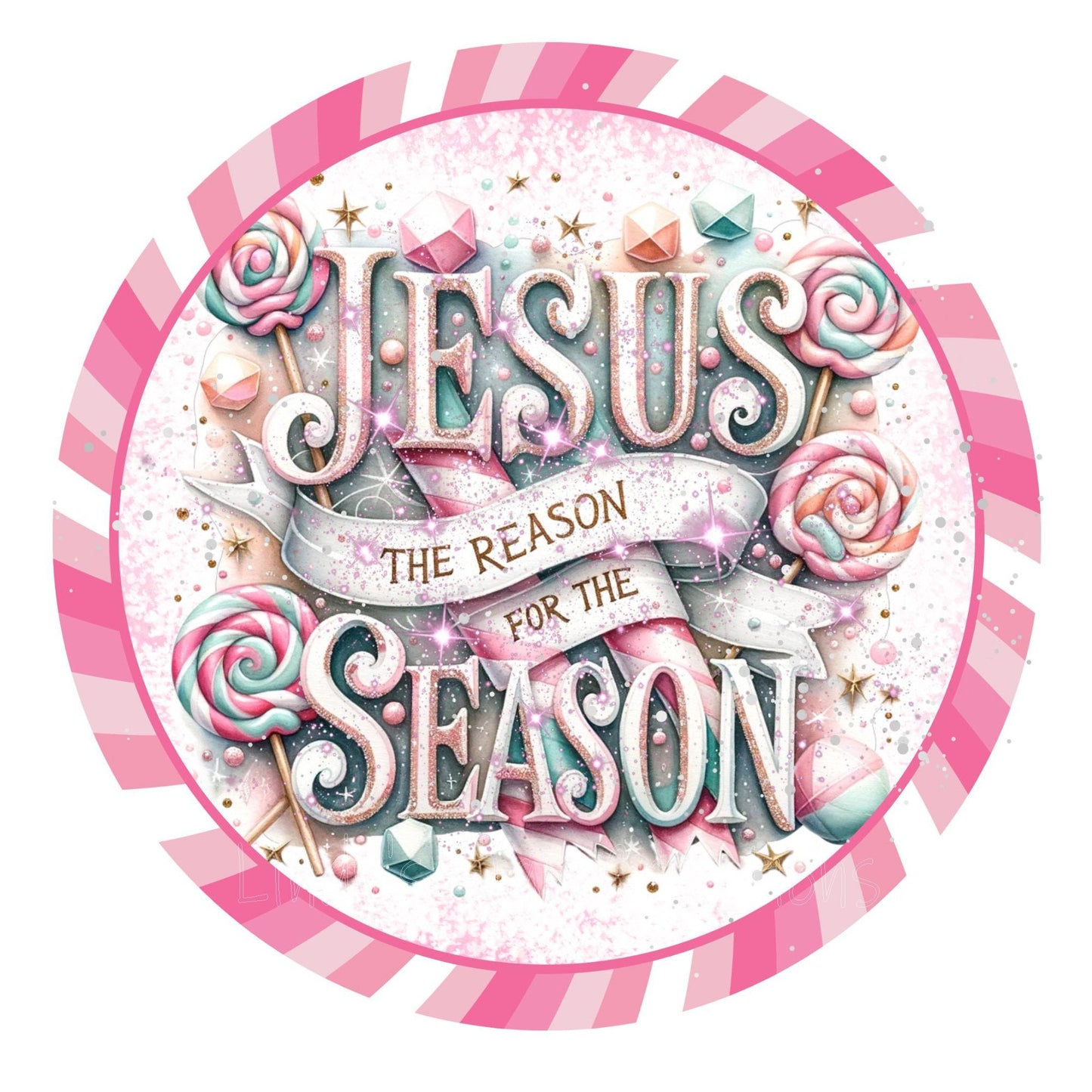 Jesus is the reason for the season wreath sign, metal wreath sign, Christian wreath sign, Christmas signs, home decor, Lindys sign creations